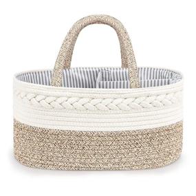 img 3 attached to 👶 Baby Diaper Caddy Organizer, Premium Cotton Rope Diaper Basket, Changing Table Storage Caddy, Maliton Baby Storage Baskets, Perfect Baby Shower Gifts for Newborns