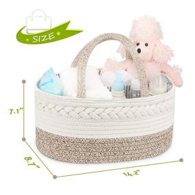 img 2 attached to 👶 Baby Diaper Caddy Organizer, Premium Cotton Rope Diaper Basket, Changing Table Storage Caddy, Maliton Baby Storage Baskets, Perfect Baby Shower Gifts for Newborns
