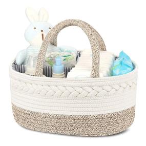 img 4 attached to 👶 Baby Diaper Caddy Organizer, Premium Cotton Rope Diaper Basket, Changing Table Storage Caddy, Maliton Baby Storage Baskets, Perfect Baby Shower Gifts for Newborns