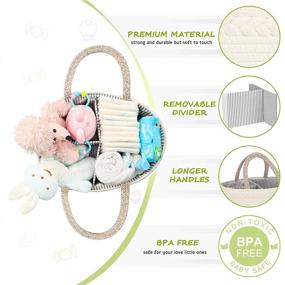 img 1 attached to 👶 Baby Diaper Caddy Organizer, Premium Cotton Rope Diaper Basket, Changing Table Storage Caddy, Maliton Baby Storage Baskets, Perfect Baby Shower Gifts for Newborns