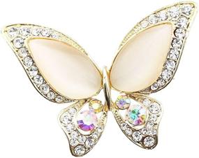 img 4 attached to 🦋 Foy Mall Butterfly Opal Crystal Rhinestone Alloy Women's Fashion Pin Brooch