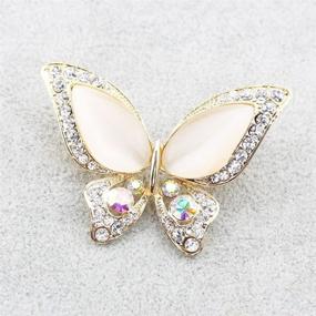 img 3 attached to 🦋 Foy Mall Butterfly Opal Crystal Rhinestone Alloy Women's Fashion Pin Brooch