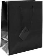 12-pack of black party gift bags with string handles - solid colored blank paper bags for birthday favors, snacks, weddings, bridal, decorations, arts & crafts, events - by super z outlet logo