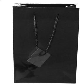 img 2 attached to 12-Pack of Black Party Gift Bags with String Handles - Solid Colored Blank Paper Bags for Birthday Favors, Snacks, Weddings, Bridal, Decorations, Arts & Crafts, Events - by Super Z Outlet