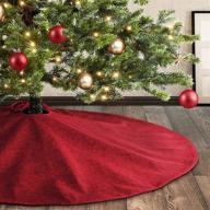 🎄 large 48 inch meriwoods red burlap christmas tree skirt: personalized handprint and rustic indoor xmas decorations, ideal tree collar for country-style ambiance логотип