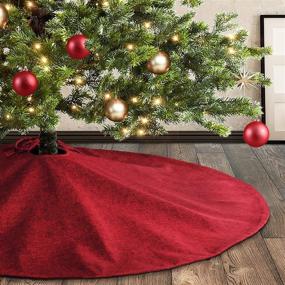 img 4 attached to 🎄 Large 48 Inch Meriwoods Red Burlap Christmas Tree Skirt: Personalized Handprint and Rustic Indoor Xmas Decorations, Ideal Tree Collar for Country-style Ambiance