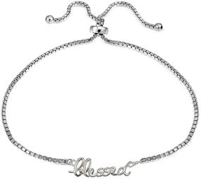 img 3 attached to Sterling Silver Blessed Polished Adjustable Bracelet by Hoops & Loops: A Divine Accessory!