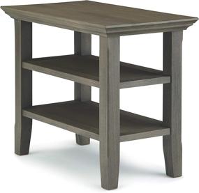 img 3 attached to 🏡 SIMPLIHOME Acadian Solid Wood Narrow Side Table in Farmhouse Grey - Rectangle Rustic Contemporary Design with Storage, 2 Shelves - Ideal for Living Room and Bedroom