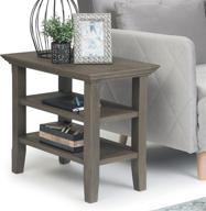 🏡 simplihome acadian solid wood narrow side table in farmhouse grey - rectangle rustic contemporary design with storage, 2 shelves - ideal for living room and bedroom логотип