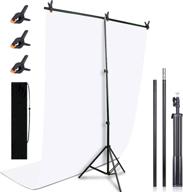 kmhesvi portable white backdrop - adjustable 5ft x 6.5ft t-shape stand with photo background, spring clamps, carry bag - perfect for photoshoots and parties logo