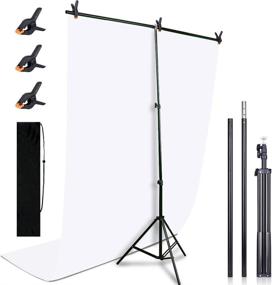 img 4 attached to Kmhesvi Portable White Backdrop - Adjustable 5ft x 6.5ft T-Shape Stand with Photo Background, Spring Clamps, Carry Bag - Perfect for Photoshoots and Parties