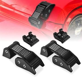img 4 attached to 🔒 Adust Aluminum Hood Latches Catch Kit with US Flag Style for Jeep Wrangler JK/JKU/JL/JLU/Gladiator, Black - Premium Jeep Wrangler Accessories and Parts
