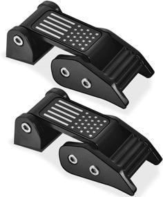 img 3 attached to 🔒 Adust Aluminum Hood Latches Catch Kit with US Flag Style for Jeep Wrangler JK/JKU/JL/JLU/Gladiator, Black - Premium Jeep Wrangler Accessories and Parts