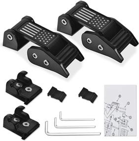img 2 attached to 🔒 Adust Aluminum Hood Latches Catch Kit with US Flag Style for Jeep Wrangler JK/JKU/JL/JLU/Gladiator, Black - Premium Jeep Wrangler Accessories and Parts