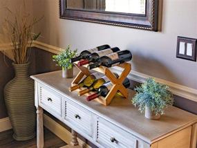 img 1 attached to 🍷 Bamboo Countertop Wine Racks: Sturdy Foldable Rack for 6 Bottles - Modern Wooden Holder for Kitchen and Pantry