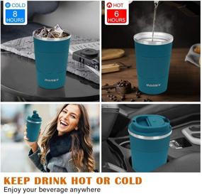 img 1 attached to ☕️ Premium 12oz MOMSIV Travel Mug: Leakproof Insulated Coffee Cup with Vacuum Stainless Steel, Perfect for Hot/Cold Drinks on the Go (Blue - 380ml)