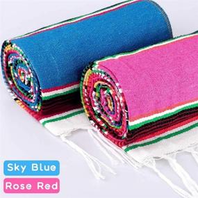 img 1 attached to 🌵 Habbi Mexican Table Runner 4Pack - Vibrant 14 x 110 Inches Large Serape Table Runner Set for Cinco de Mayo Fiesta Party - Red and Blue Mexican Theme Party Decoration