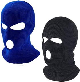 img 1 attached to 🧣 3 Hole Knitted Balaclava: Ultimate Protection for Outdoor Occupational Health & Safety