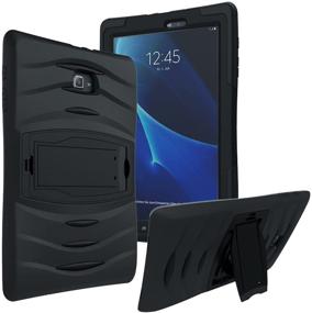 img 3 attached to 📱 KIQ Galaxy Tab A 8.0 2015 T350 Case: Full-Body Shockproof Military Heavy Duty Cover + Screen Protector & Stand - Armor Black