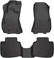 husky liners weatherbeater black front & 2nd seat floor mats - compatible with 2013-14 subaru legacy & outback logo