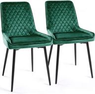 🪑 e&amp;d furniture green velvet dining accent chairs: set of 2 dining chairs with metal legs, sillas para comedor, upholstered living room chairs логотип