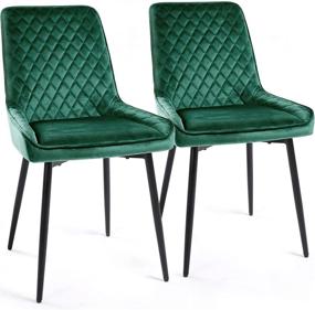 img 4 attached to 🪑 E&amp;D FURNITURE Green Velvet Dining Accent Chairs: Set of 2 Dining Chairs with Metal Legs, Sillas para Comedor, Upholstered Living Room Chairs