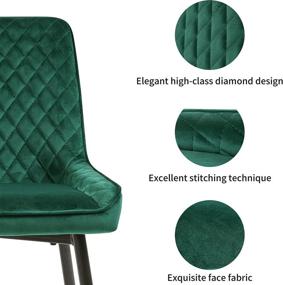 img 2 attached to 🪑 E&amp;D FURNITURE Green Velvet Dining Accent Chairs: Set of 2 Dining Chairs with Metal Legs, Sillas para Comedor, Upholstered Living Room Chairs