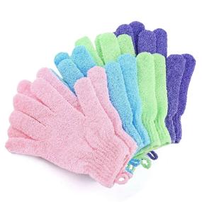 img 3 attached to 🧤 4 Pairs of Machine Washable Exfoliating Gloves for Smooth, Radiant Skin - Ideal for Shower Use, Removes Dead Skin, Ingrown Hair & Bumpy Skin - Suitable for Men & Women