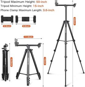 img 3 attached to UBeesize 50-inch Phone Tripod Stand with Extended Arm - Portable Horizontal Tripod for Video Recording, Live Streaming, and Photography with 360° Adjustable Ball Head
