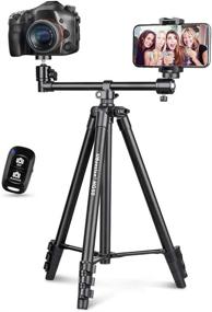img 4 attached to UBeesize 50-inch Phone Tripod Stand with Extended Arm - Portable Horizontal Tripod for Video Recording, Live Streaming, and Photography with 360° Adjustable Ball Head