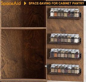 img 2 attached to 🔖 SpaceAid Wall Mounted Spice Rack Organizer (Set of 4) with 415 Spice Labels - Wooden Hanging Floating Shelves for Kitchen, Bathroom, Bedroom, or Living Room