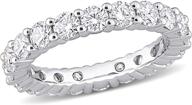 💍 abbie+cleo round white moissanite gemstone eternity band ring in rhodium flash plated sterling silver, size 5-9 logo