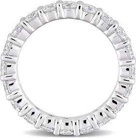 img 2 attached to 💍 Abbie+Cleo Round White Moissanite Gemstone Eternity Band Ring in Rhodium Flash Plated Sterling Silver, Size 5-9