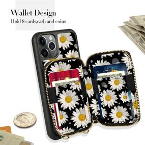 img 2 attached to 🌼 ZVE iPhone 11 Pro Wallet Case: Crossbody Case with Credit Card Holder Slot - Black Daisy