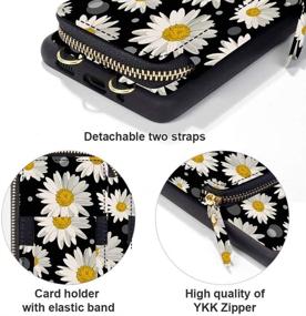 img 1 attached to 🌼 ZVE iPhone 11 Pro Wallet Case: Crossbody Case with Credit Card Holder Slot - Black Daisy