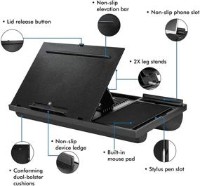 img 3 attached to 📱 LapGear Ergo Pro Laptop Stand - Lap Desk with 20 Adjustable Angles, Mouse Pad, Phone Holder - Black - Fits 15.6 Inch Laptops & Most Tablets - style No. 49408