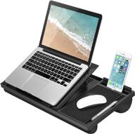 📱 lapgear ergo pro laptop stand - lap desk with 20 adjustable angles, mouse pad, phone holder - black - fits 15.6 inch laptops & most tablets - style no. 49408 logo