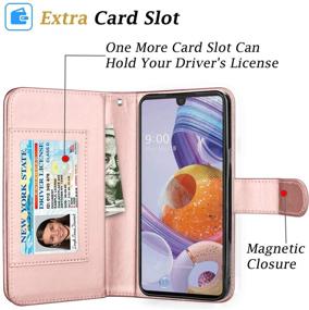 img 2 attached to 📱 Functional Protection and Style - LG Stylo 6 Wallet Case with Multiple Card Slots and Detachable Magnetic Phone Case - Rose Gold