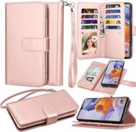 📱 functional protection and style - lg stylo 6 wallet case with multiple card slots and detachable magnetic phone case - rose gold logo