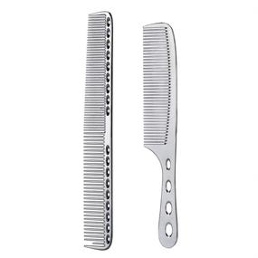 img 4 attached to 🔥 Premium Stainless Steel Hair Combs: Anti-Static Styling & Hairdressing Barbers Combs (Set of 2, Silver)