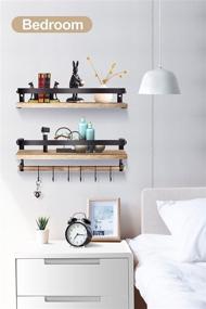 img 1 attached to Xpatee Floating Shelves with Hooks and Towel Bar – Stylish and Versatile Home Storage Solutions for Bathroom, Kitchen, and Bedroom Decor