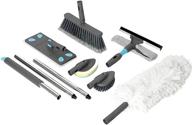 🧹 complete clean home cleaning kit: steel pole with microfiber mop, broom, duster, window squeegee, and scrubber brush - 7 piece set logo