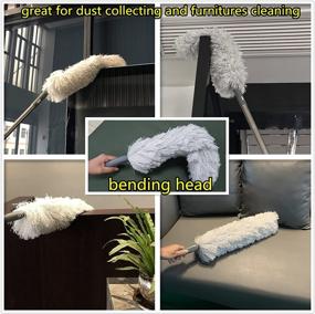 img 1 attached to 🧹 Complete Clean Home Cleaning Kit: Steel Pole with Microfiber Mop, Broom, Duster, Window Squeegee, and Scrubber Brush - 7 Piece Set