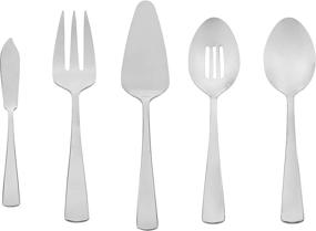 img 1 attached to Premium 5 Piece Stainless Serving Utensil Set by AmazonBasics