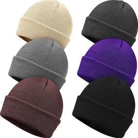 img 4 attached to 🎣 Set of 6 Geyoga Kids Trawler Beanies - Fisherman Knitted Hats