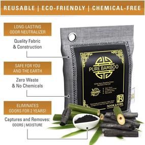img 1 attached to 🎋 8 Nook & Fork Pure Bamboo Charcoal Bags for Odor Elimination in Home, Car, Pets – Activated Breathe Green Bags (Yellow)