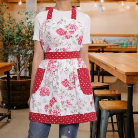 img 2 attached to 👗 NEOVIVA Women's Vintage Apron Dress with Pockets: Cute Funny Cooking Apron for Baking BBQ
