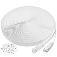 ๐ high-speed ethernet cable 50 ft โ cat6 flat lan patch cord white with snagless rj45 connectors | ideal for ps4, xbox, router, modem, network switch | faster than cat5e cat5 logo