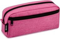 💼 big capacity pencil case stationery pouch - multi-colored pen pouch & cosmetic bag for girls and boys - zippered pen bag (pink) logo