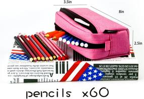 img 3 attached to 💼 Big Capacity Pencil Case Stationery Pouch - Multi-colored Pen Pouch & Cosmetic Bag for Girls and Boys - Zippered Pen Bag (Pink)